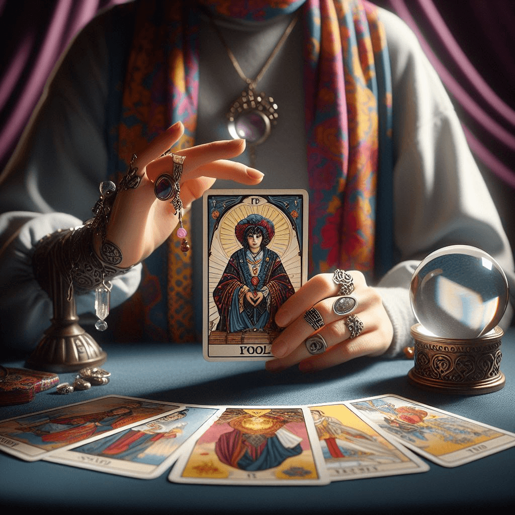 Tarot card reading illustration